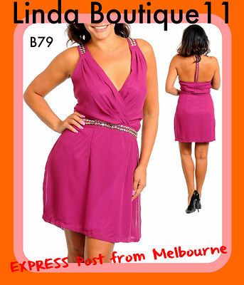   Wedding Bridesmaids Party Halter Vintage Dress Size 24 26 16 18 20 22