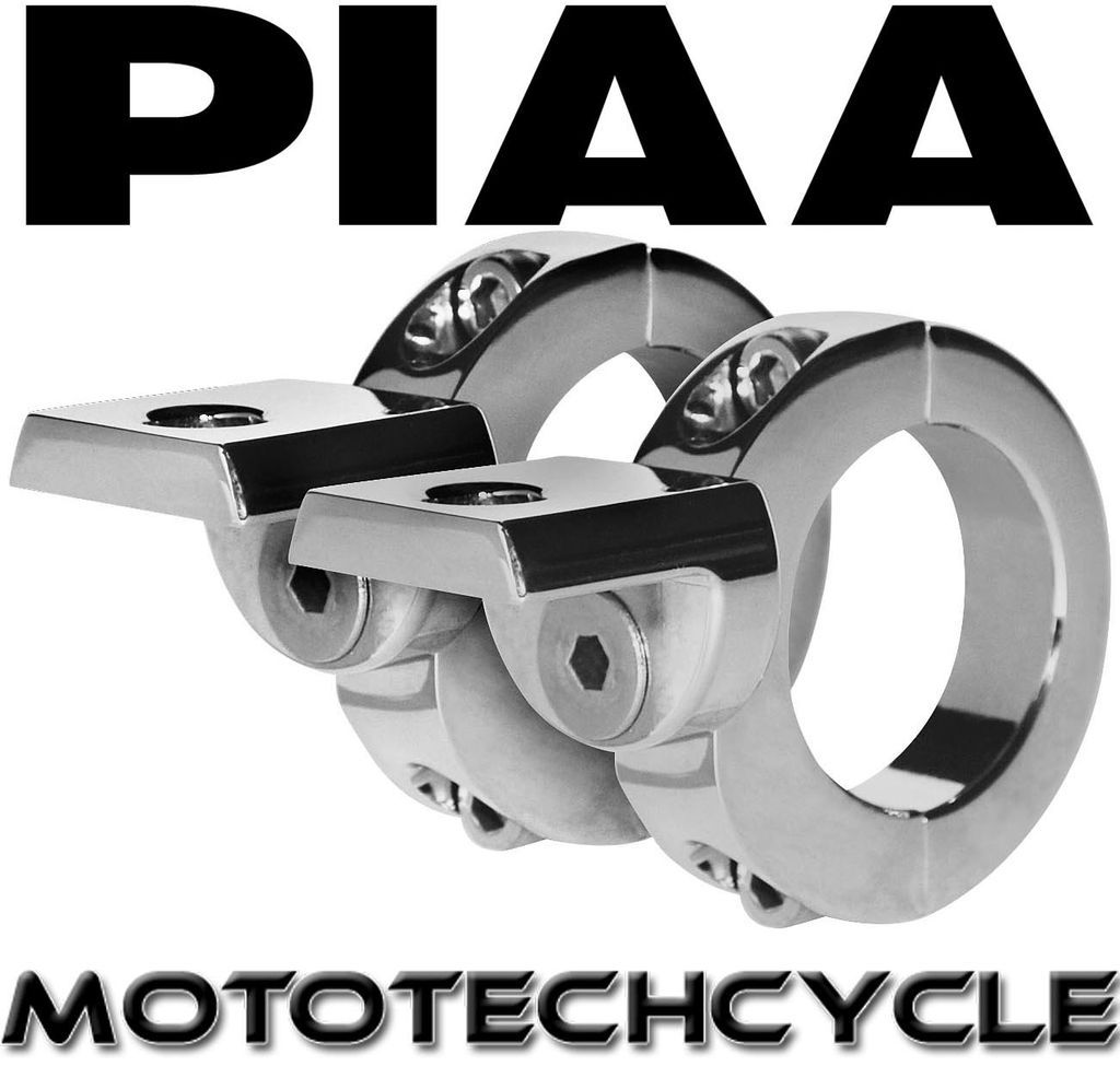 PIAA L BRACKET BAR CLAMP, Motorcycle, Chrome for 1 1/4 diameter bar
