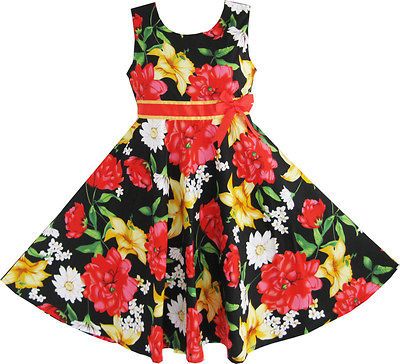 Girls Dress Multi color Bow Tie Flower Children Clothes Size 13 14 NWT