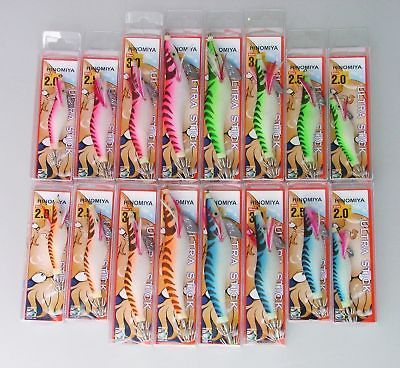 Quality Hinomiya Ultrastick 16 Squid Jigs, 2.0   3.5, 4 Sizes and 4 