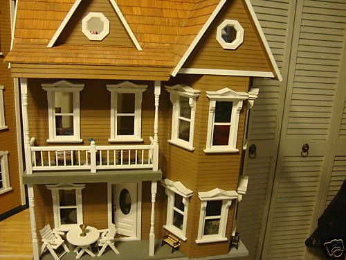 large custom Dollhouse fully furnished doll house Brown doll house 