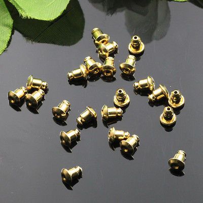 300 Pcs Gold Plated Barrel Earring Backs Stoppers Ear Post Nuts 