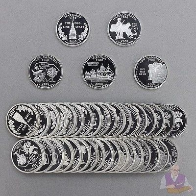 2000 S Washington State Quarter Roll Gem Deep Cameo 90% Silver Proof 