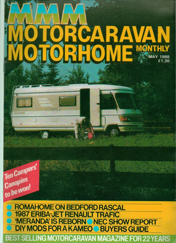 MMM MOTOR CARAVAN MOTORHOME MAGAZINE 05/88 ROMAHOME,ERIBA JET RENAULT 