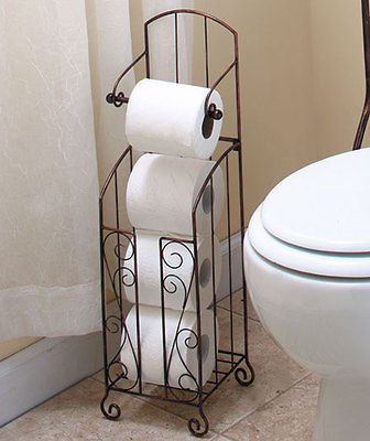 bronze scrolled toliet paper holder space saver storage time left