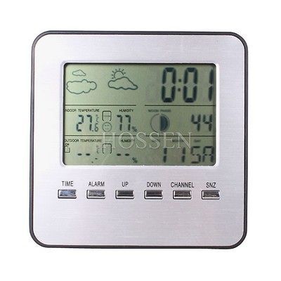 RF Wireless Indoor/Outdoor Thermometers Weather Station Forecast Moon 