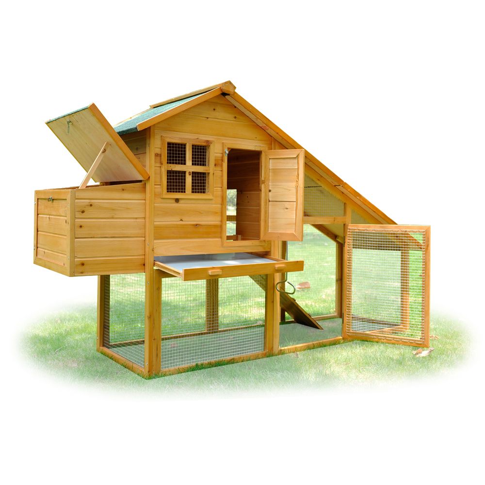 Chicken Coop Poultry Hen House Waterproof Top Nest Box Backyard Run 