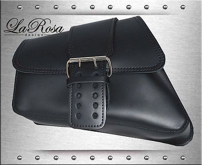 La Rosa Single Strap Black Leather Left Swing Arm Sportster Saddle bag 