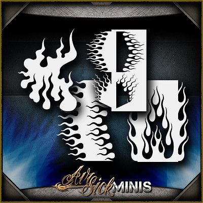 mini flame set 3 airbrush stencil template airsick time left