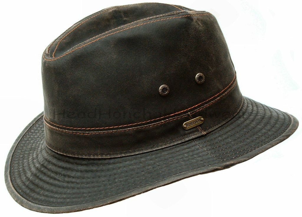 STETSON Mens Cotton Safari Outback Hat Brown Cowboy Fedora Hunting 