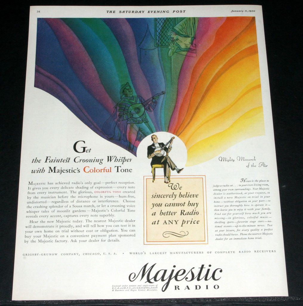 1930 OLD MAGAZINE PRINT AD, MAJESTIC RADIO, THE MIGHTY MONARCH OF THE 