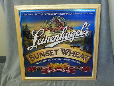 New LEINENKUGELS SUNSET WHEAT Mirrored Reflective Plaque Sign