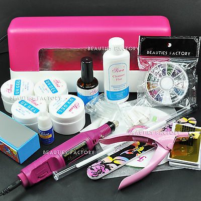 full gel nail kit uv lamp drill clipper set 157