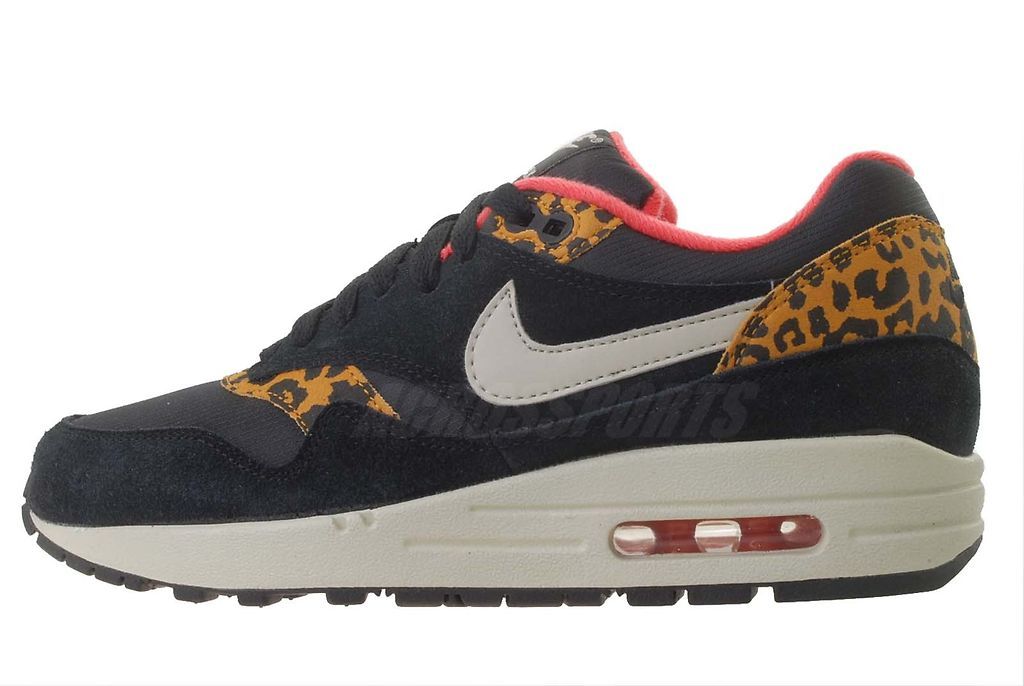 Nike Wmns Air Max 1 Black Leopard Animal Womens Running Shoes Atmos 