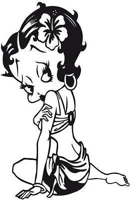 SEXY BETTY BOOP BIKINI FLOWER VINYL DECAL STICKER CAR TRUCK HAWAIAN 