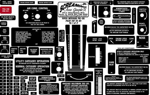 piper interior placard kit pa28 140 181 