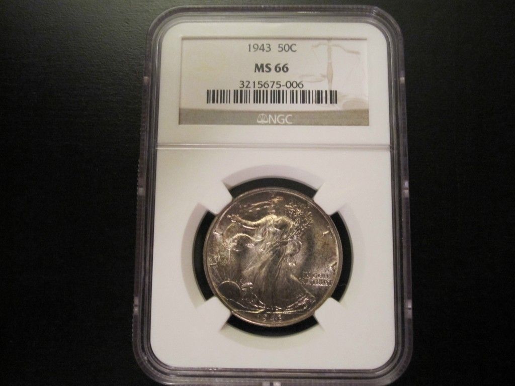 1943 ngc ms66 walking liberty half dollar 