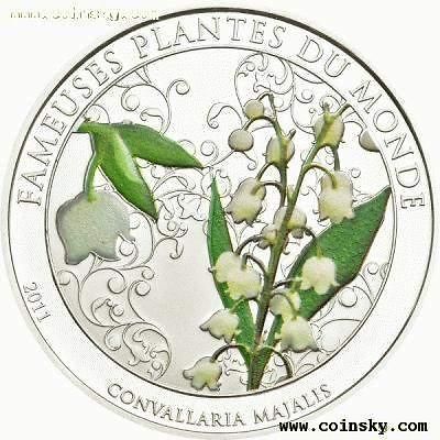 Benin 2011 Convallaria Majalis Fragrant Silver Plated Colour Coin 