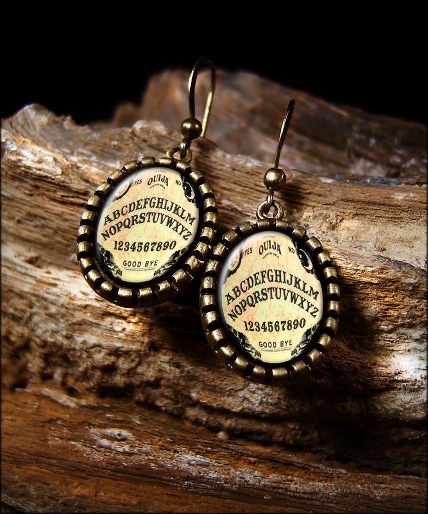 Ouija Board Halloween Vintage Horror Antique Bronze Dangle Earrings 