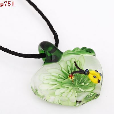 new handmade ladybug apple lampwork Murano glass beaded pendant 