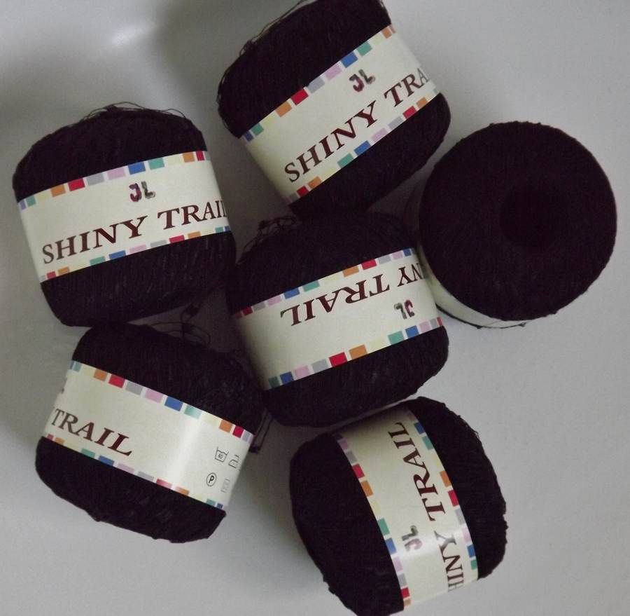 1662 yrds 6 balls of Shiny TRAIL ladder trellis yarn #1 Black