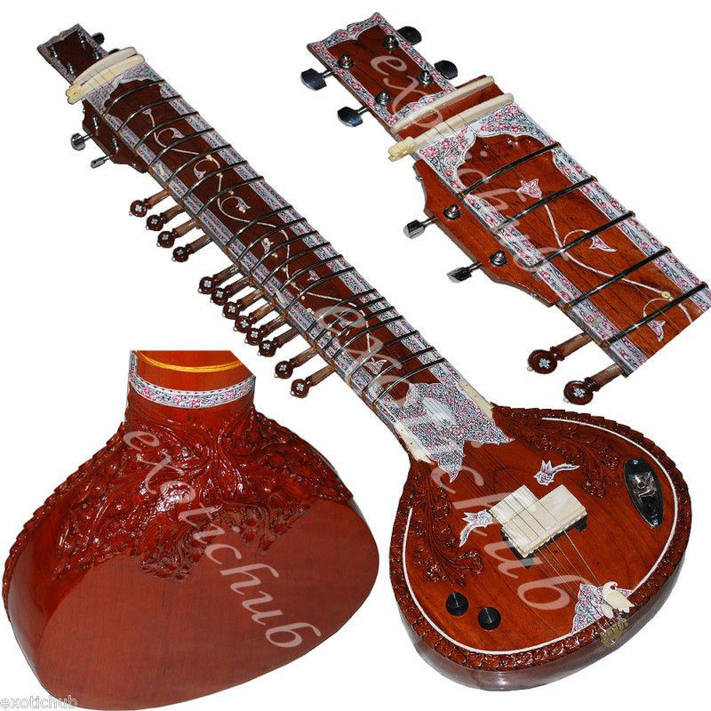 ELECTRIC SITAR WITH FIBER BOX~DESIGNER TUN WOOD~PROFESSIONAL QUALITY 