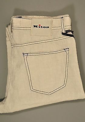 new $ 855 kiton napoli linen jeans nwt 34 50 05107