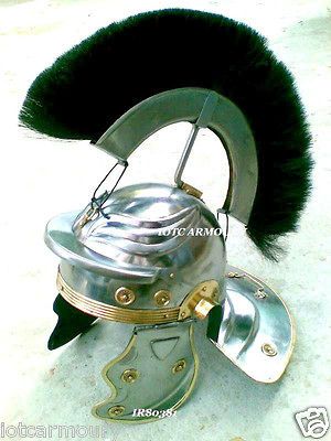 ROMAN CENTURION HELMET with BLACK PLUME COLLECTIBLE ROMAN ARMOR HELMET 