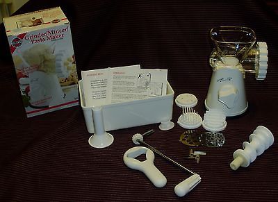 Norpro Meat Grinder Mincer & Pasta Maker White Kitchen Appliance Model 