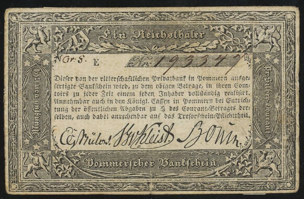 Germany Pommern Stettin 1 Thaler ND(1824 25), Pi.Ri.A336, P.S556_F