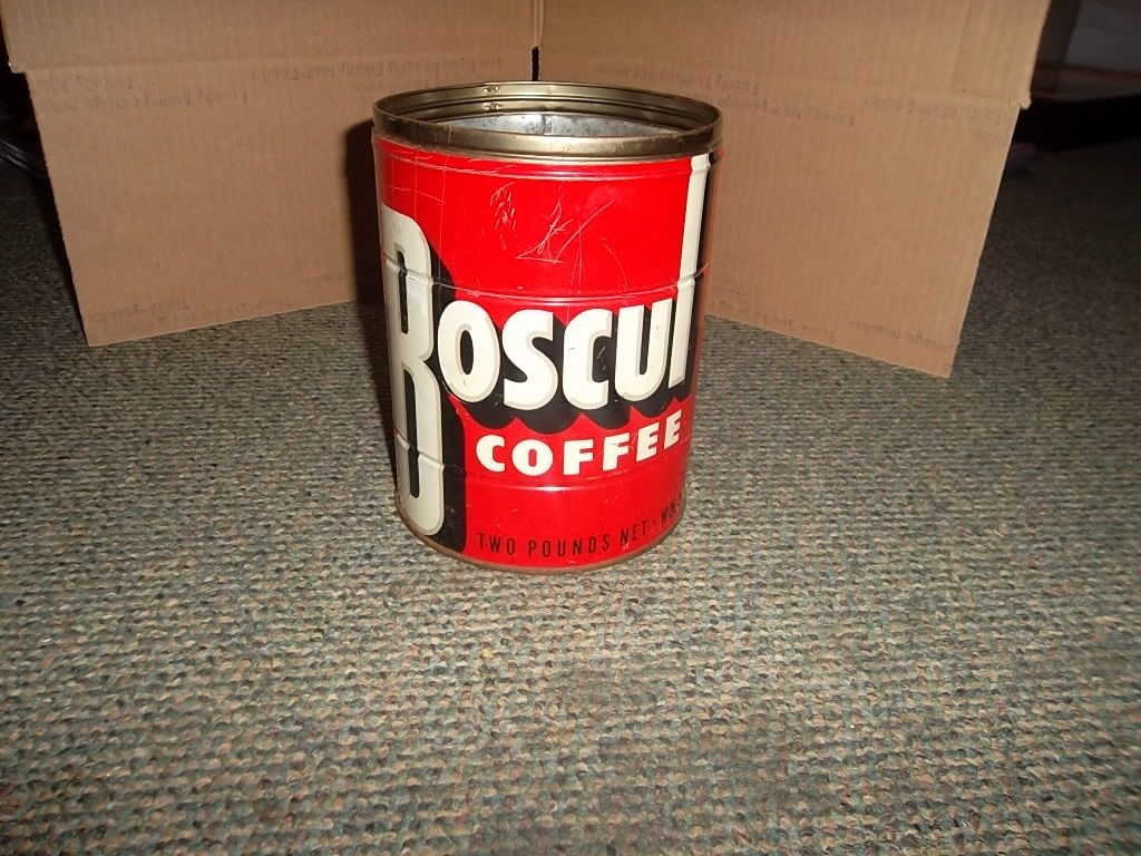 Vintage Collectible Patina Boscul Coffee 2 lb Can from Camden NJ W/o 