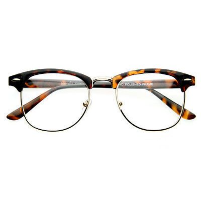 Vintage Inspired Classic Clubmaster Nerd Shades UV400 Clear Lens 