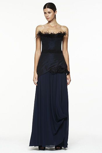 NEW* BCBG Dark Ink Feathered Taffeta Gown 10 $698