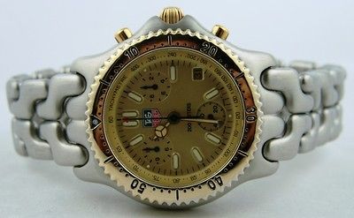 Tag Heuer SEL Link Quartz Chronograph Gold Dial 18kt Gold & Steel S35 