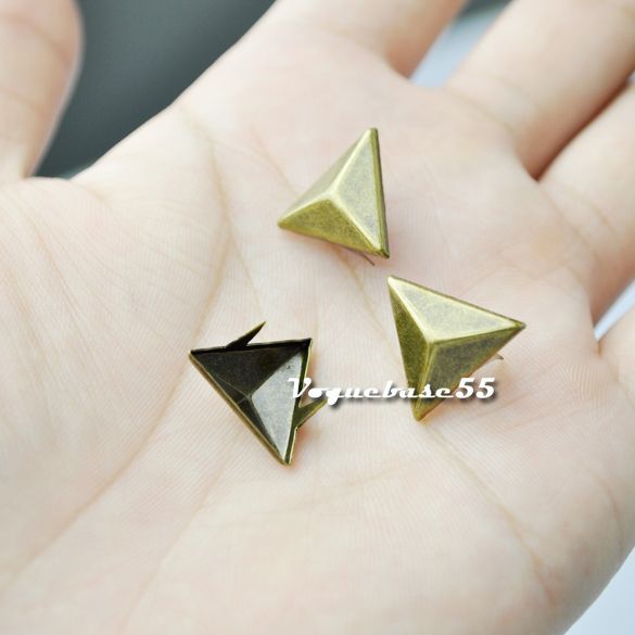 100pcs Screwback Metal Tree Spike Studs Punk Bronze Silver Triangle 