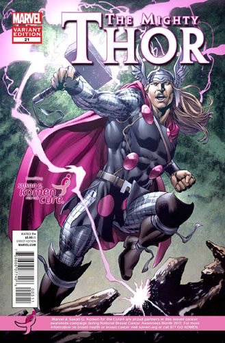 MIGHTY THOR #21 Marvel Comics BURNS KOMEN VARIANT