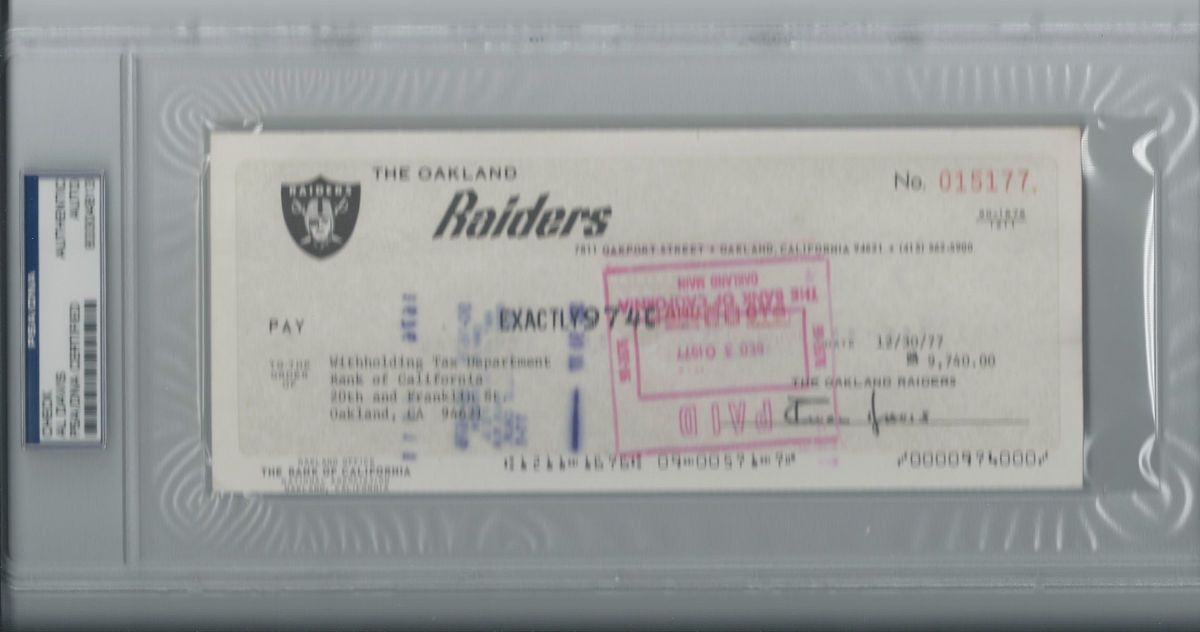 Al Davis PSA DNA Signed Oakland Raiders Check Certified Autograph RARE 
