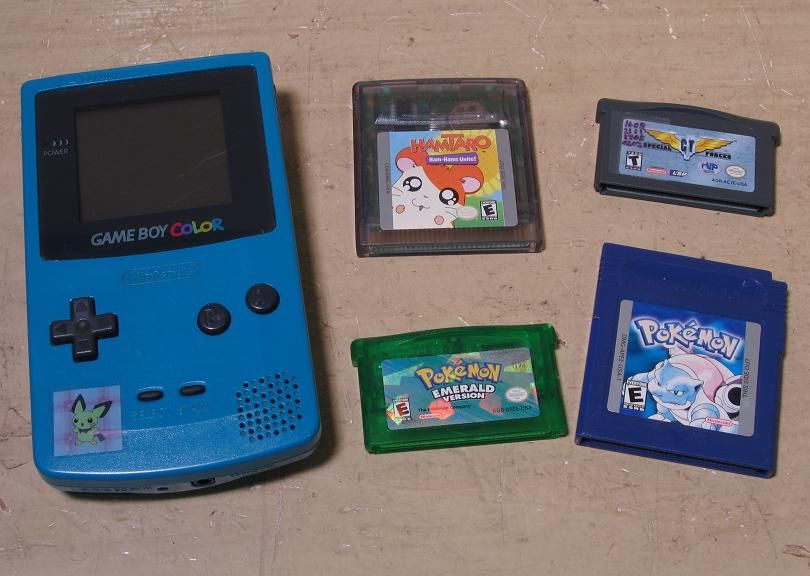 Nintendo Game Boy Color Aqua with 4 Games Pokemon Advance Special 