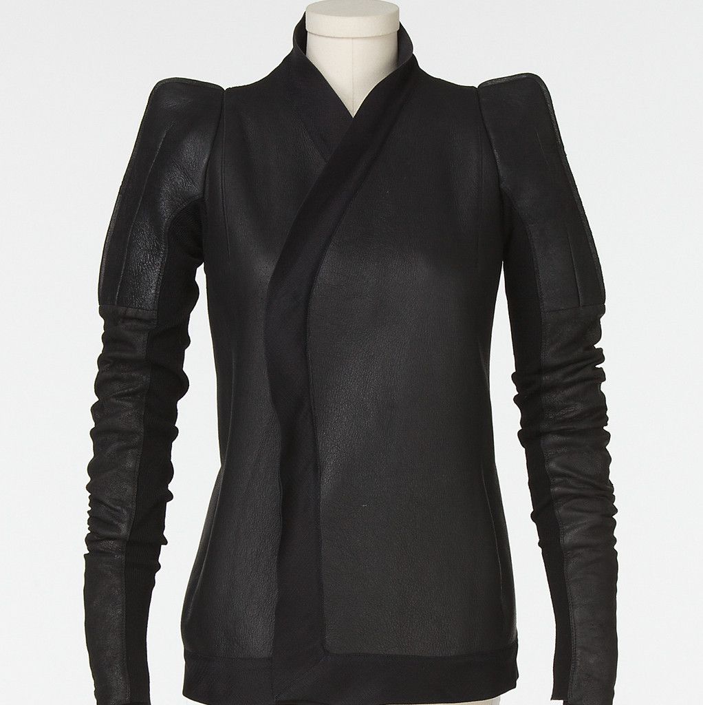 Amber Rose Rick Owens Black Leather Shearling Jacket FV12B