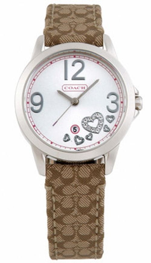 Coach  ladies Classic Khaki Heart Watch 14501220