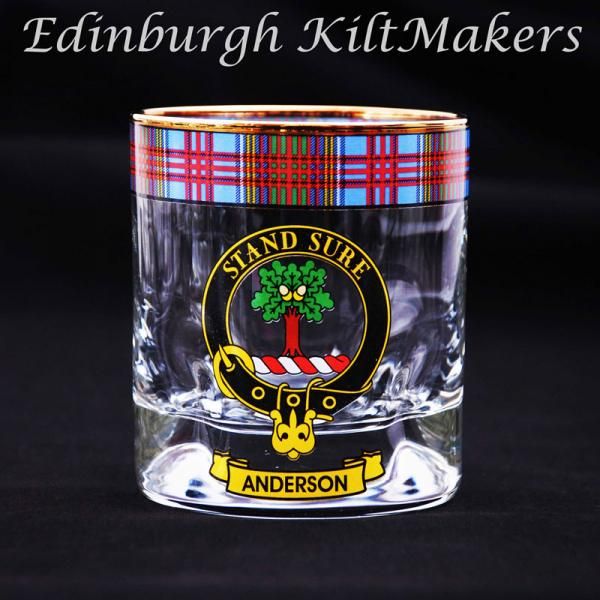 Wilson Clan Crested Whisky Glass Tartan Whisky Glasses