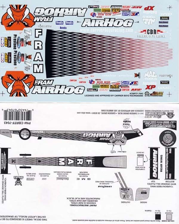 Joe Amato FRAM AirHog TF NHRA Drag Decals #s7043