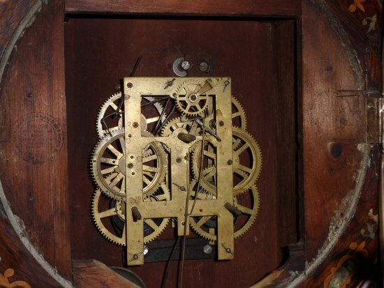 1890 Anglo American Highly Inlaid Wall Clock