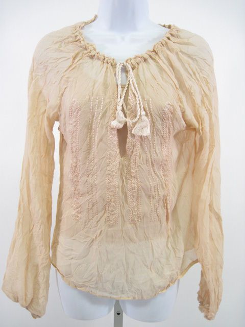 you are bidding on an anna rita n long sleeve embroidered sheer top 