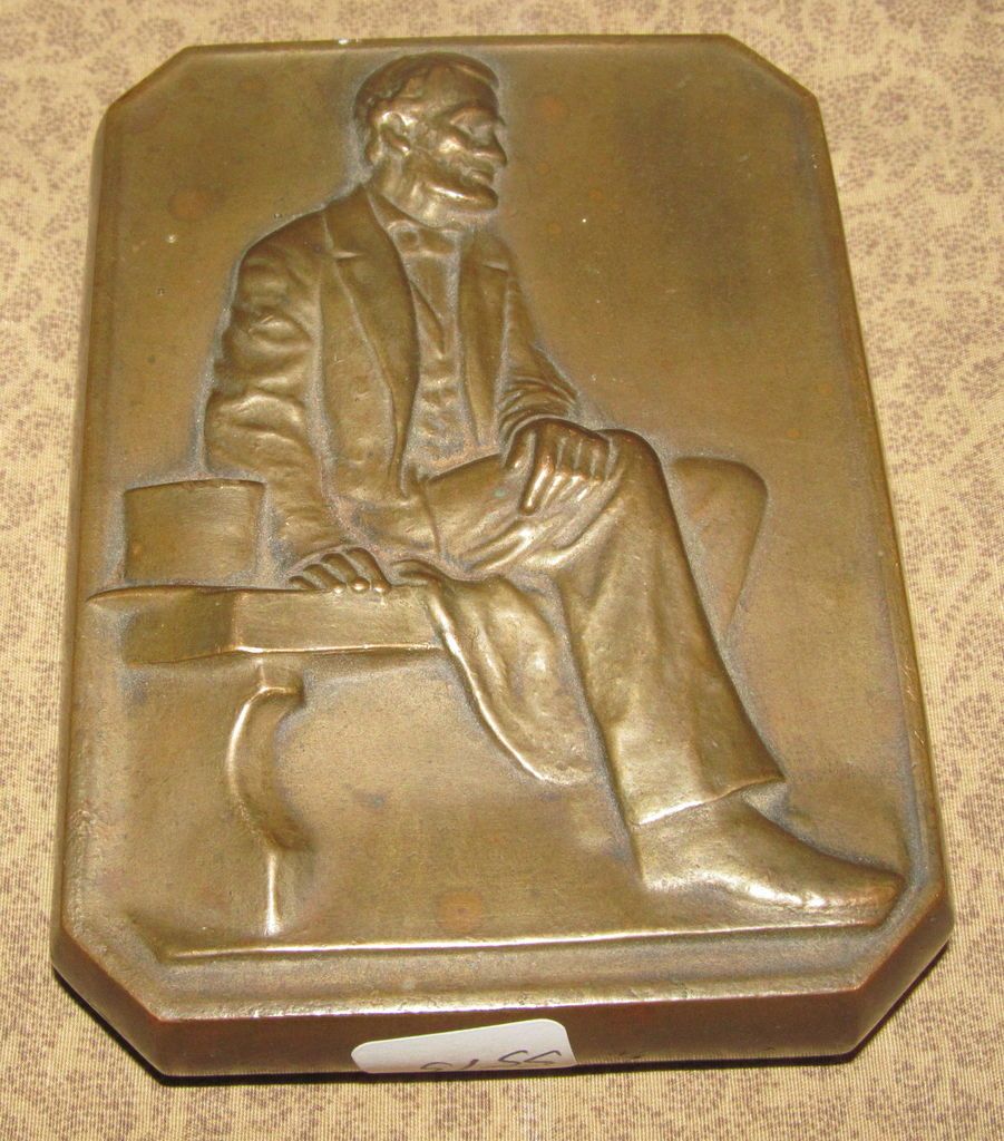 Abraham Lincoln Memorial Bronze Plaque, Forged Newark, NJ