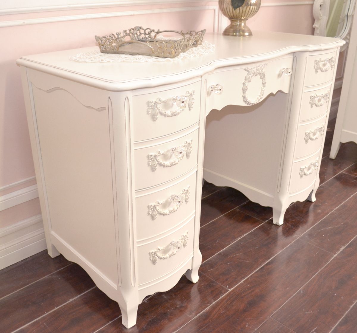 Shabby Cottage Chic 8 Drawer Writing Desk French Vintage Style in 