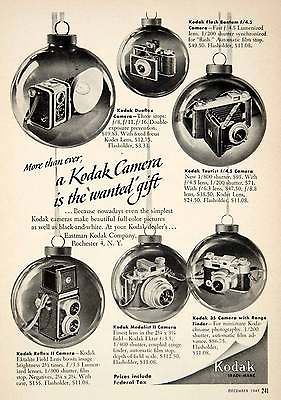 1949 Ad Eastman Kodak Camera Duaflex Bantam Medalist II Christmas 