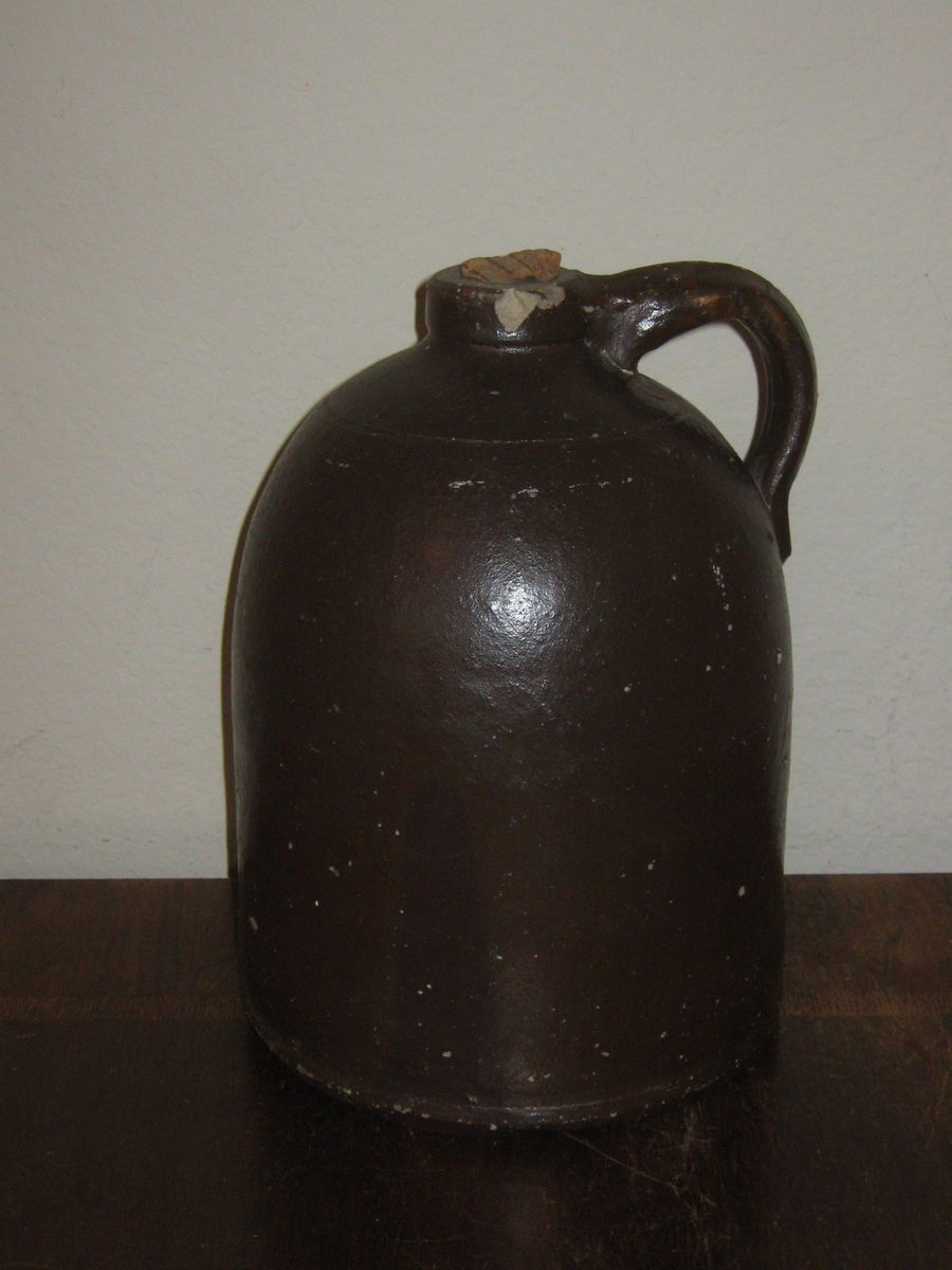 ANTIQUE STONEWARE WHISKEY/MOONSHINE 8 LB. JUG WITH CORK RARE 