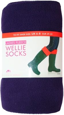 Ladies Fleece Wellie Wellington Boot Socks Liners Purple 3 5