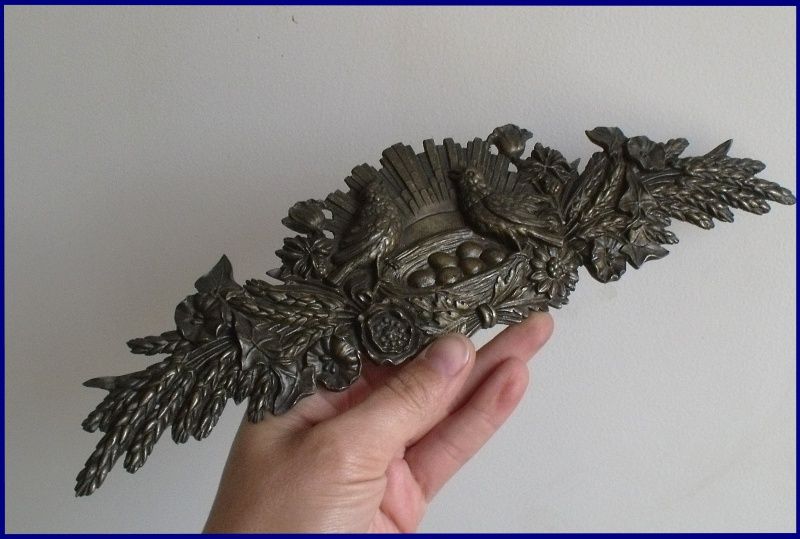 RARE Ornate Antique Bronze Furniture Applique Ormolu Birds Period 